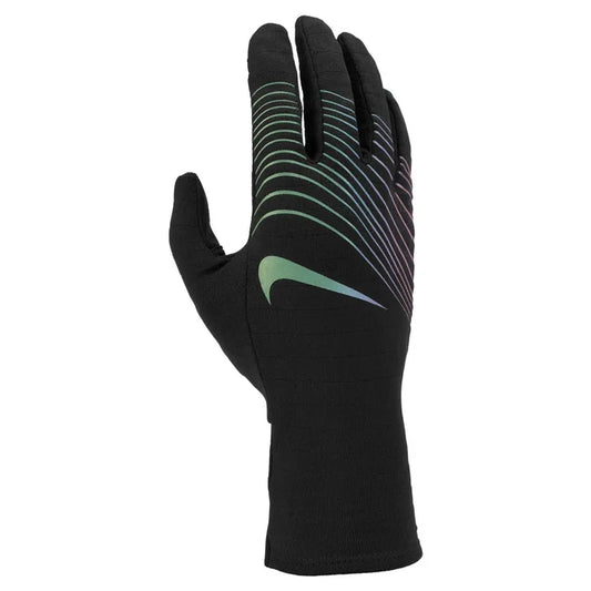 Nike Women's Sphere 4.0 Running Gloves in black, made of breathable fabric, designed for running and outdoor activities.