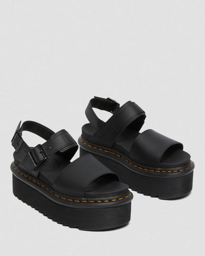 Women's Voss Women's Leather Strap Platform Sandals Black