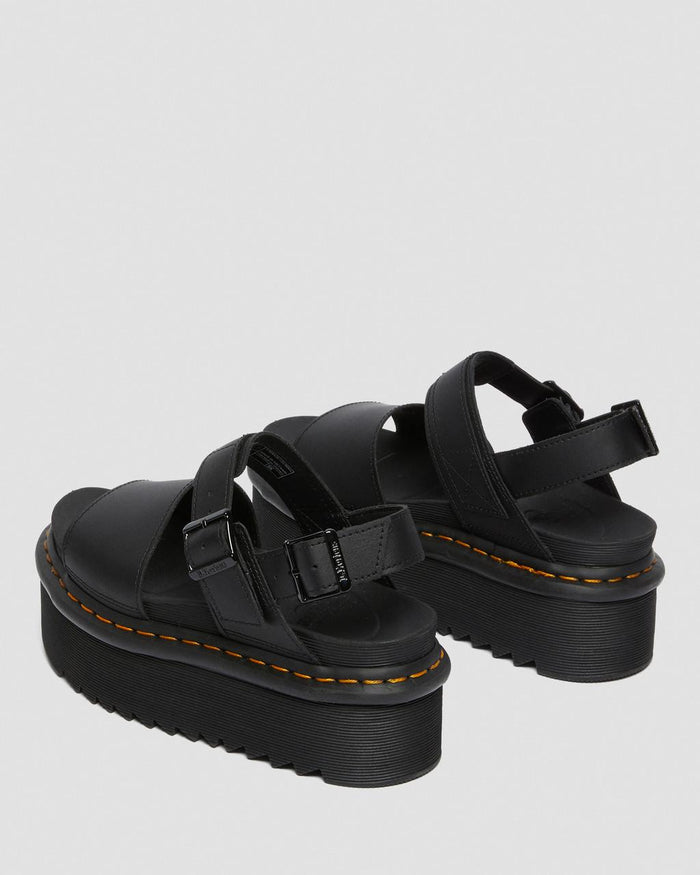 Women's Voss Women's Leather Strap Platform Sandals Black