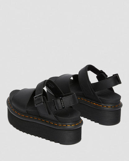 Women's Voss Women's Leather Strap Platform Sandals Black