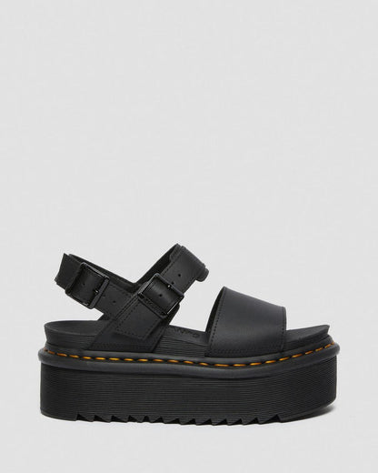 Women's Voss Women's Leather Strap Platform Sandals Black